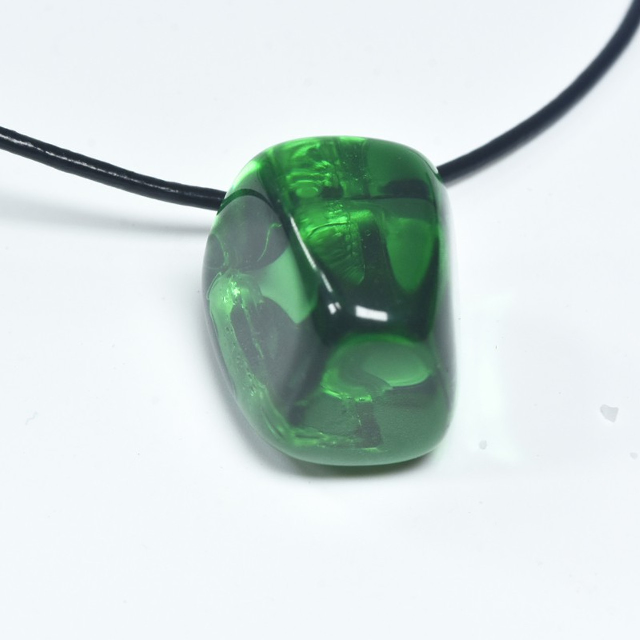 Tumbled Green Obsidian Stone Pendant