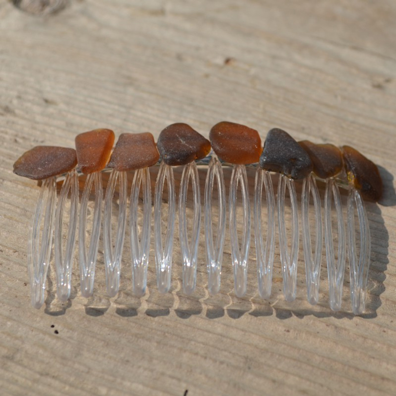 Brown Sea Glass Hair Comb