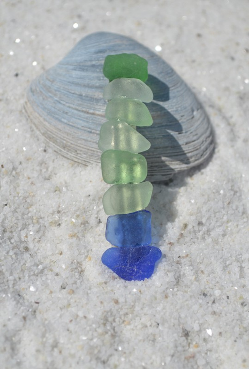 Cobalt Blue and Sea Foam Sea Glass French Barrette 