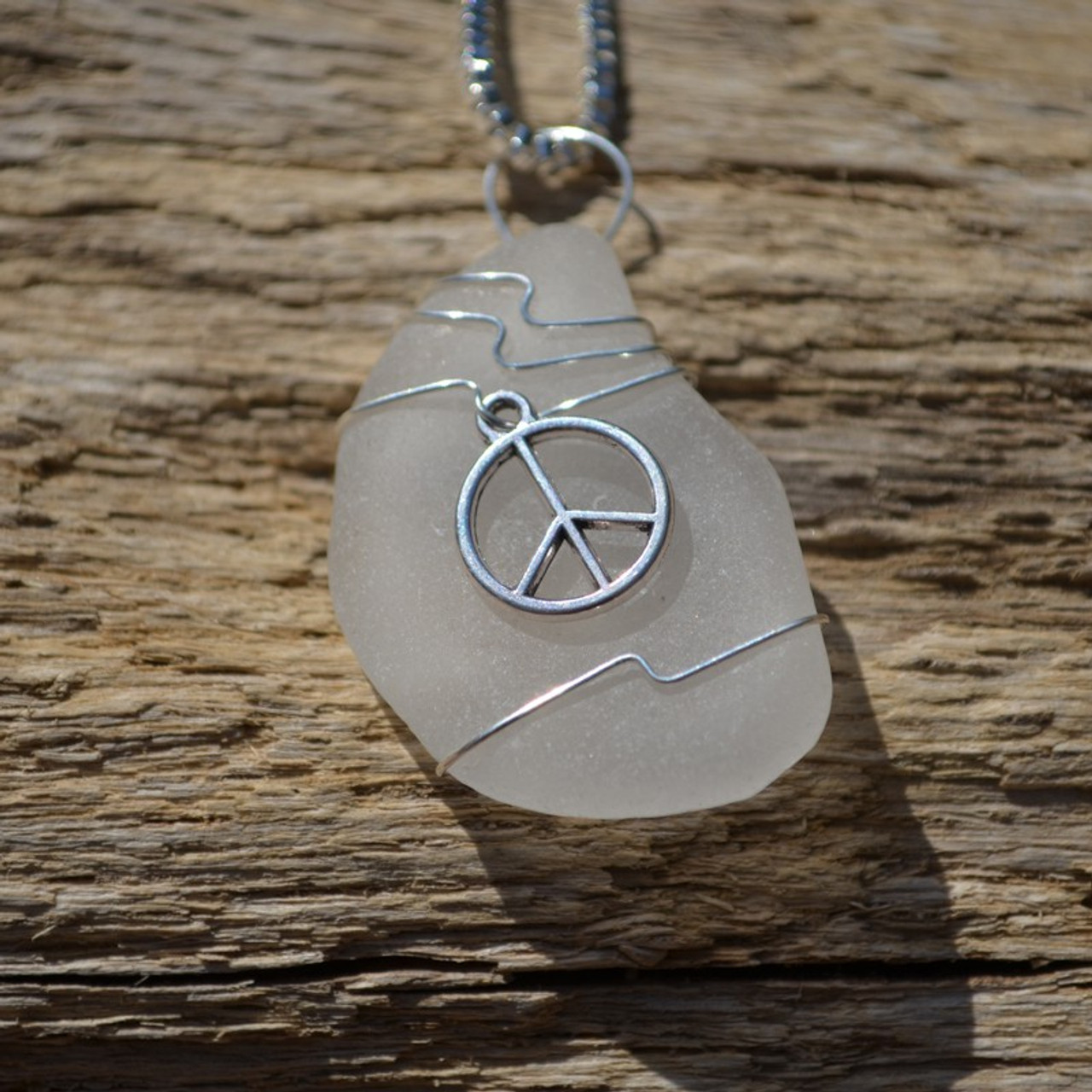 Wire Wrapped Peace Sign Necklace