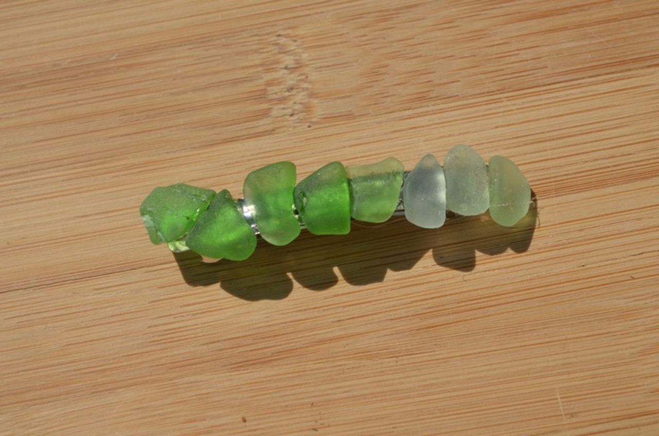 Green and Aqua Sea Glass Hair Clip