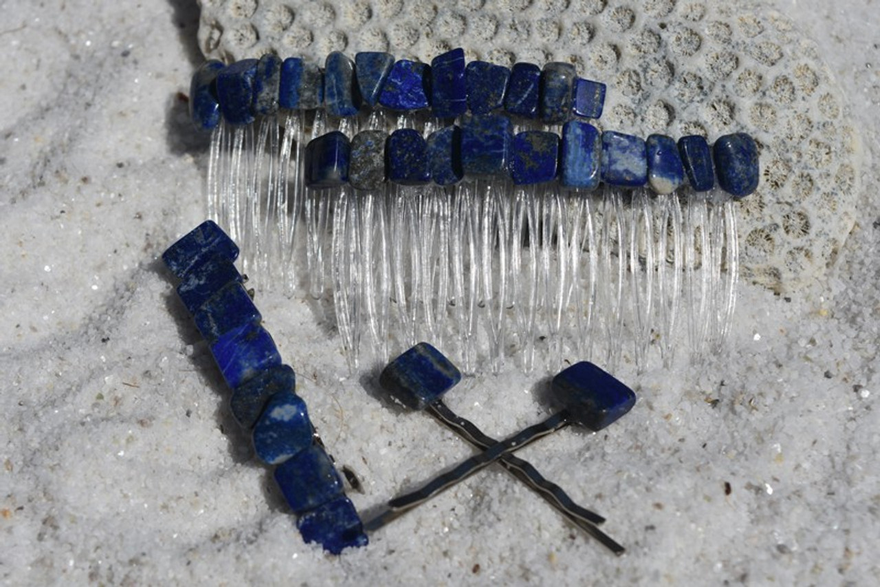 Lapis Lauzli Stone Hair Clip Set