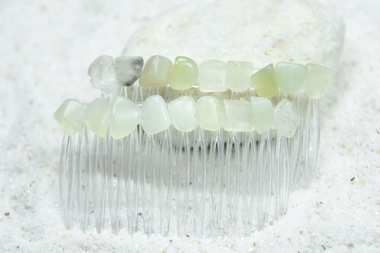 Green Jade Stone Hair Combs