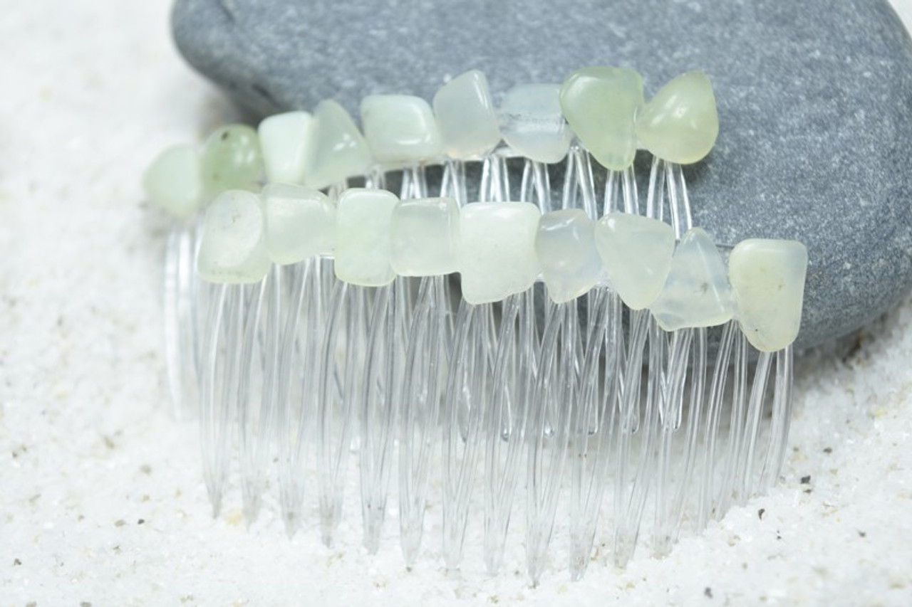 Green Jade Stone Hair Combs (Quantity of 2)