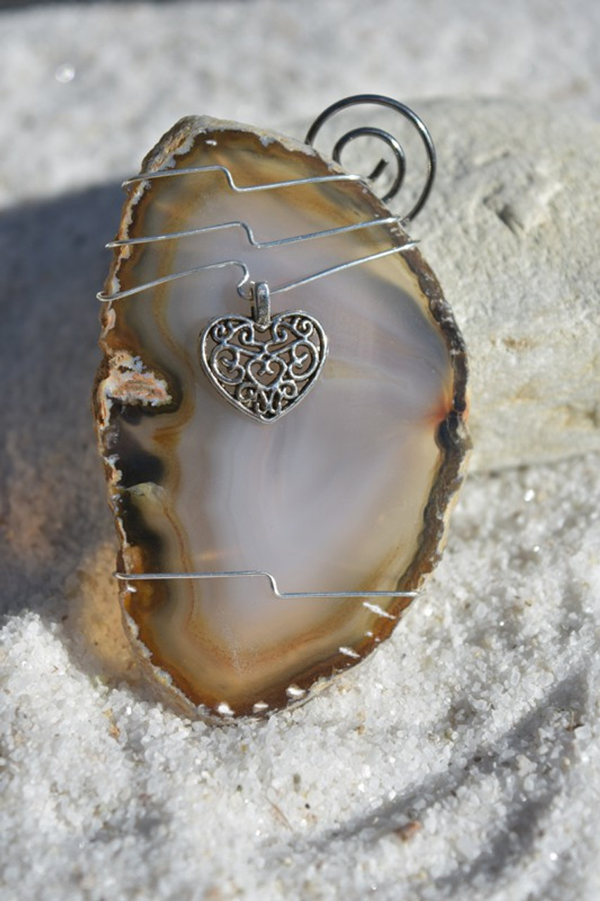 Heart Agate Slice Ornament
