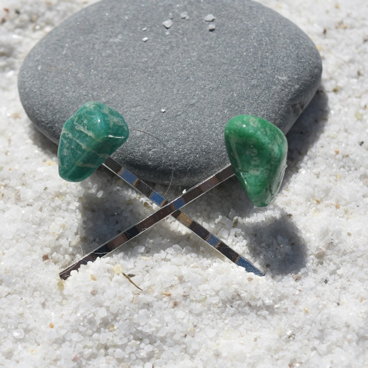 Amazonite Stone Hair Pins