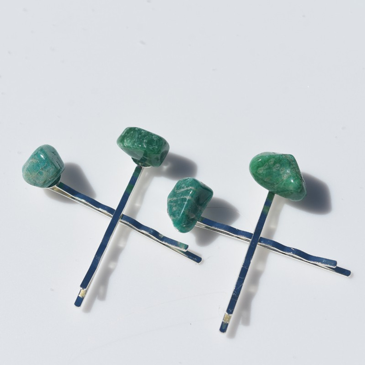 Tumbled Amazonite Stone Hair Pins