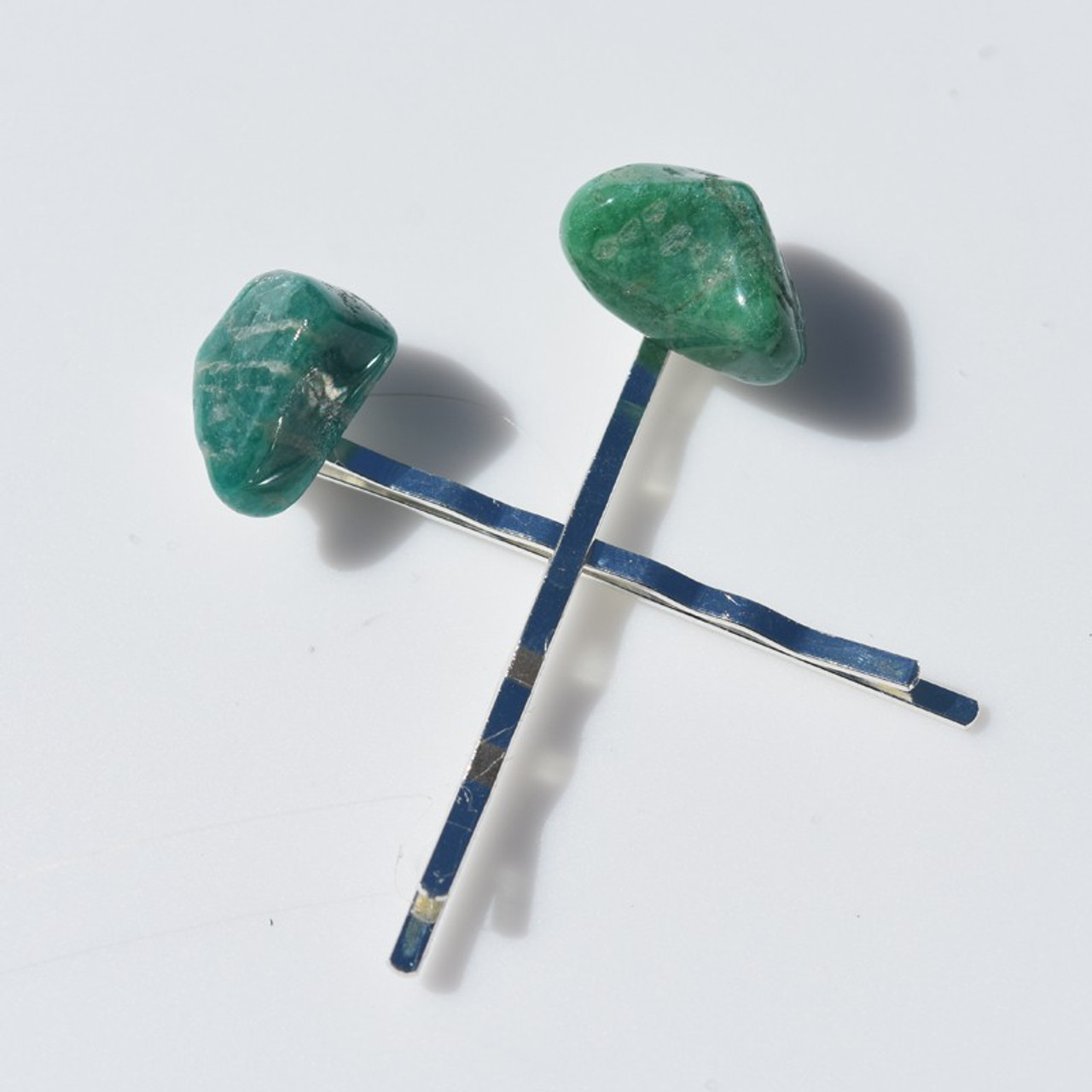 Tumbled Amazonite Stone Hair Pins