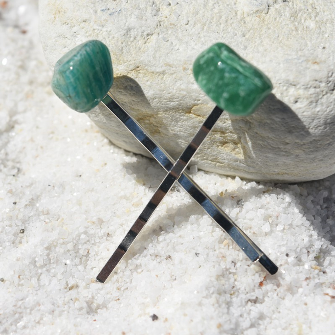 Amazonite Stone Hair Pins