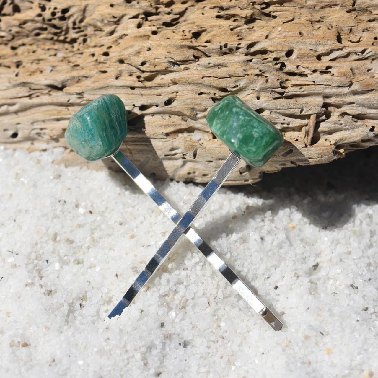 Amazonite Stone Hair Pins