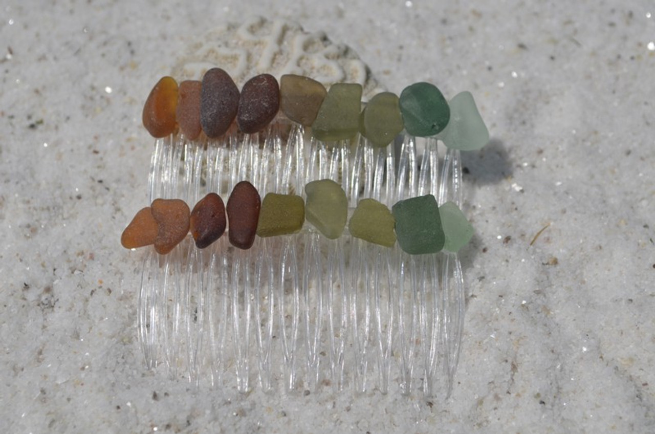 Pretty Sea Glass Hair Combs 