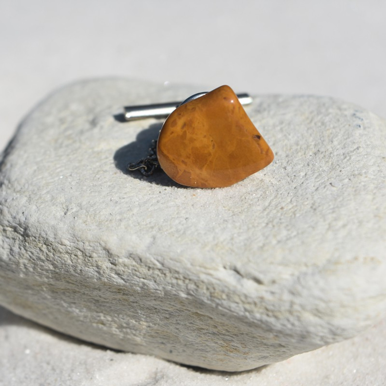 Yellow Jasper Stone Tie Tack 