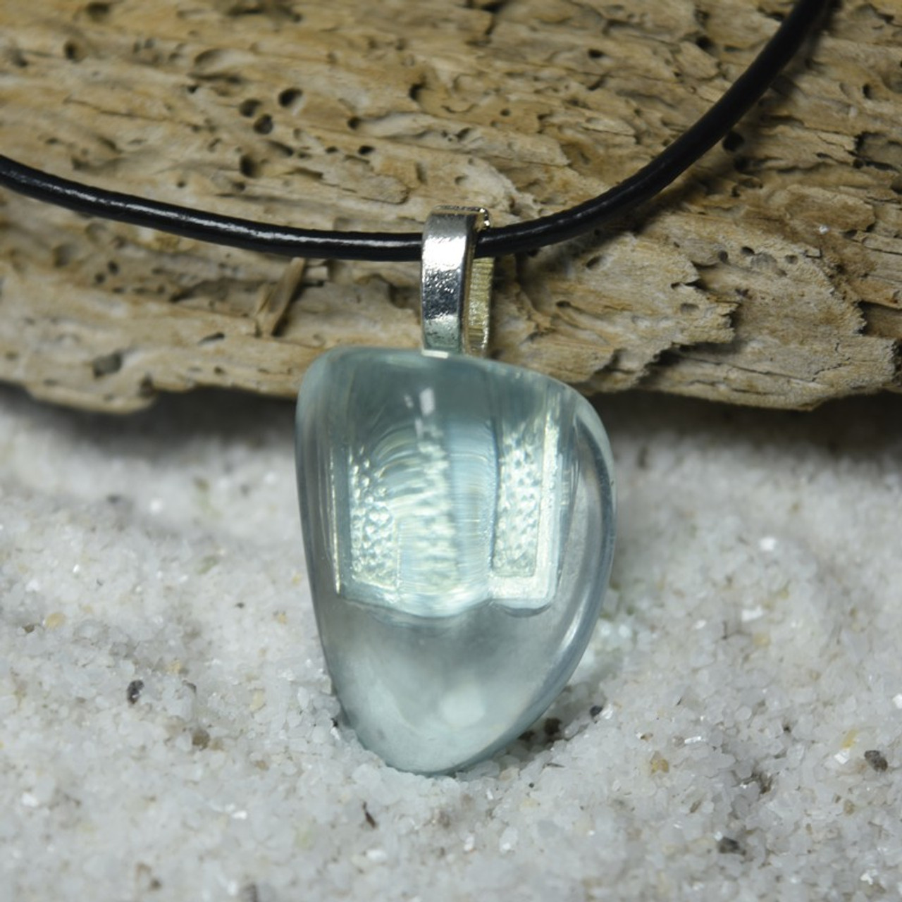  Aqua Obsidian Stone Necklace 