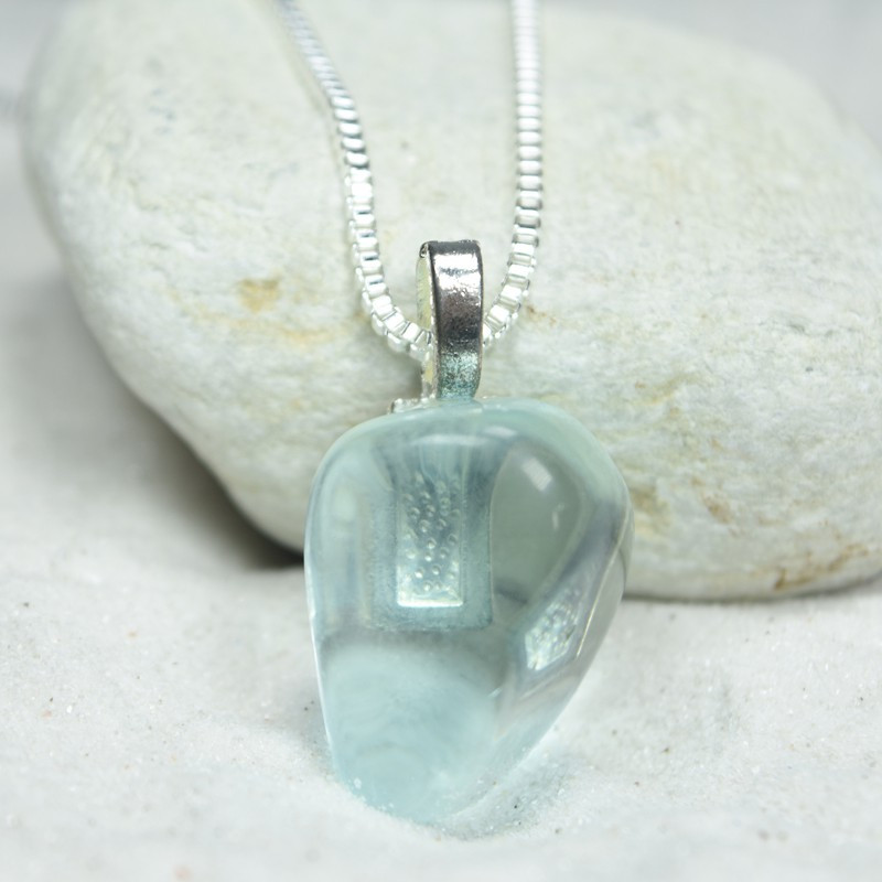 Aqua Blue Obsidian Stone Pendant and Necklace - Choose the Type