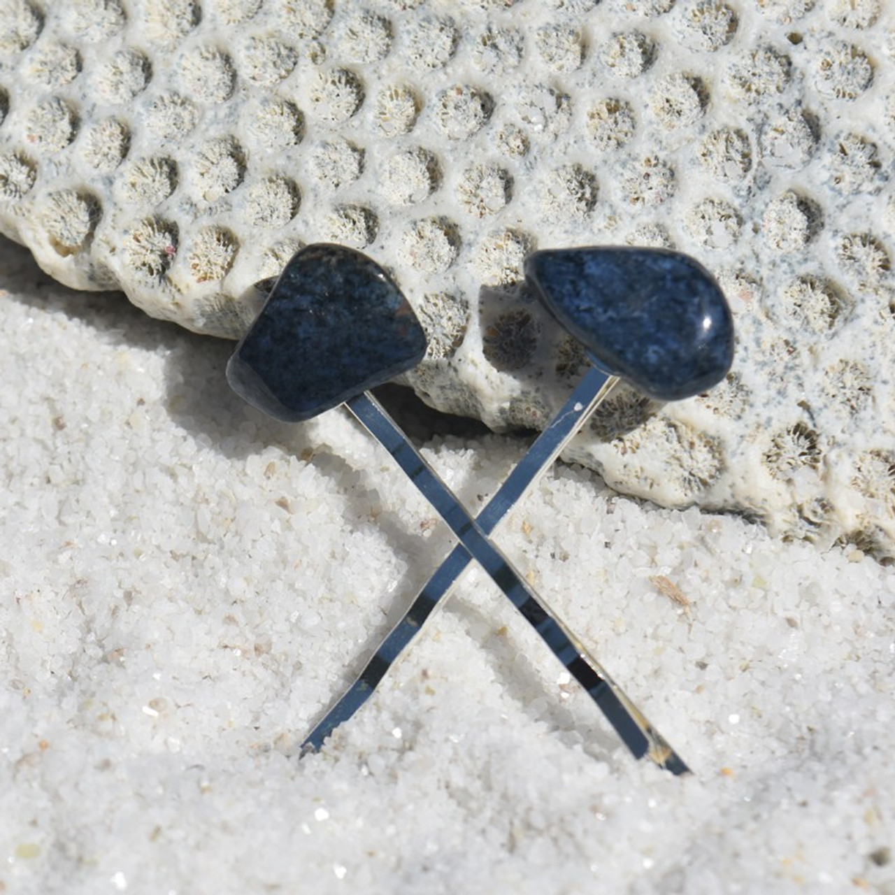 Dumortierite Stone Hair Pins