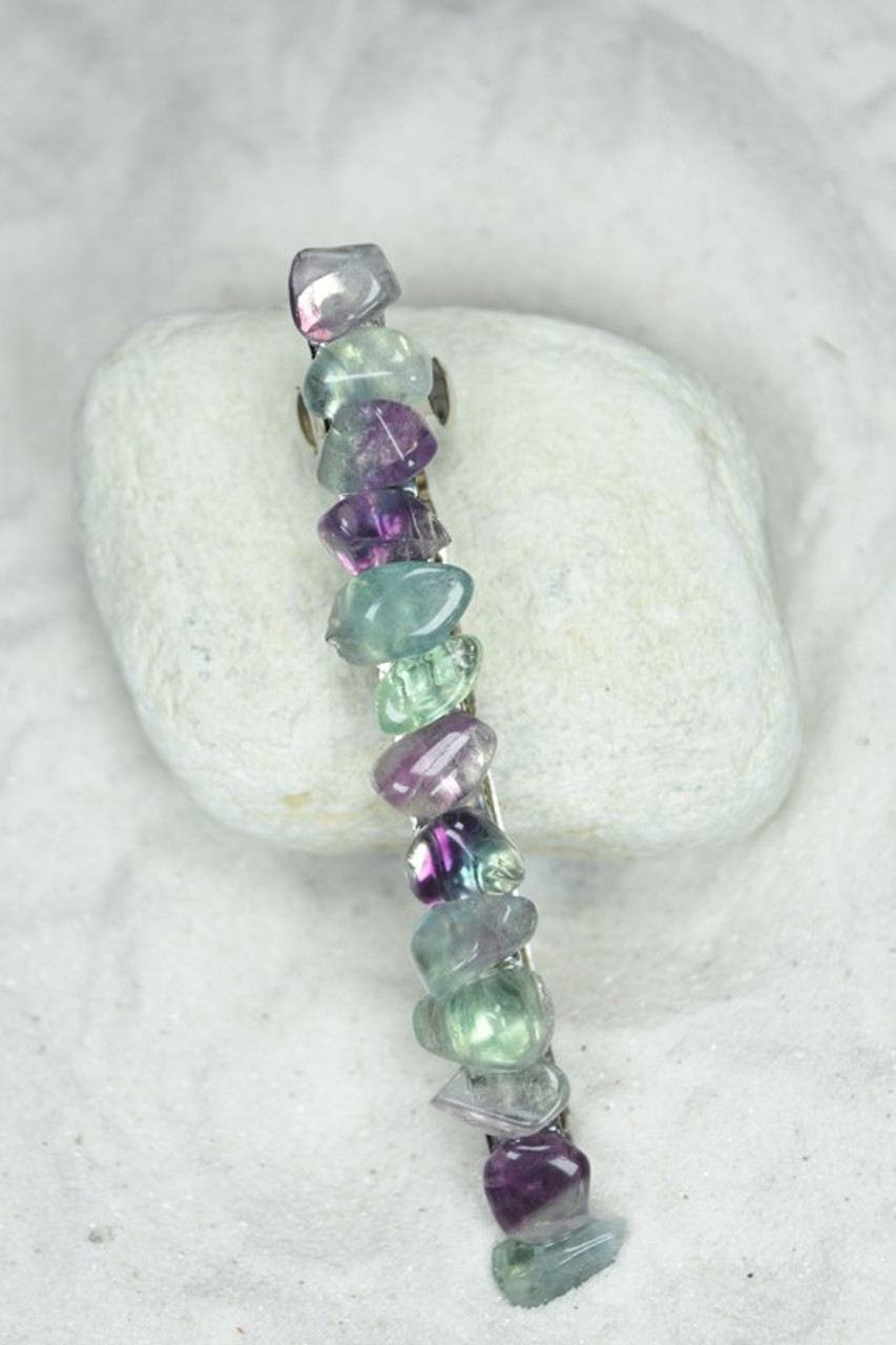 Fluorite Stone French Barrette Hair Clip 4" or 100 mm Length