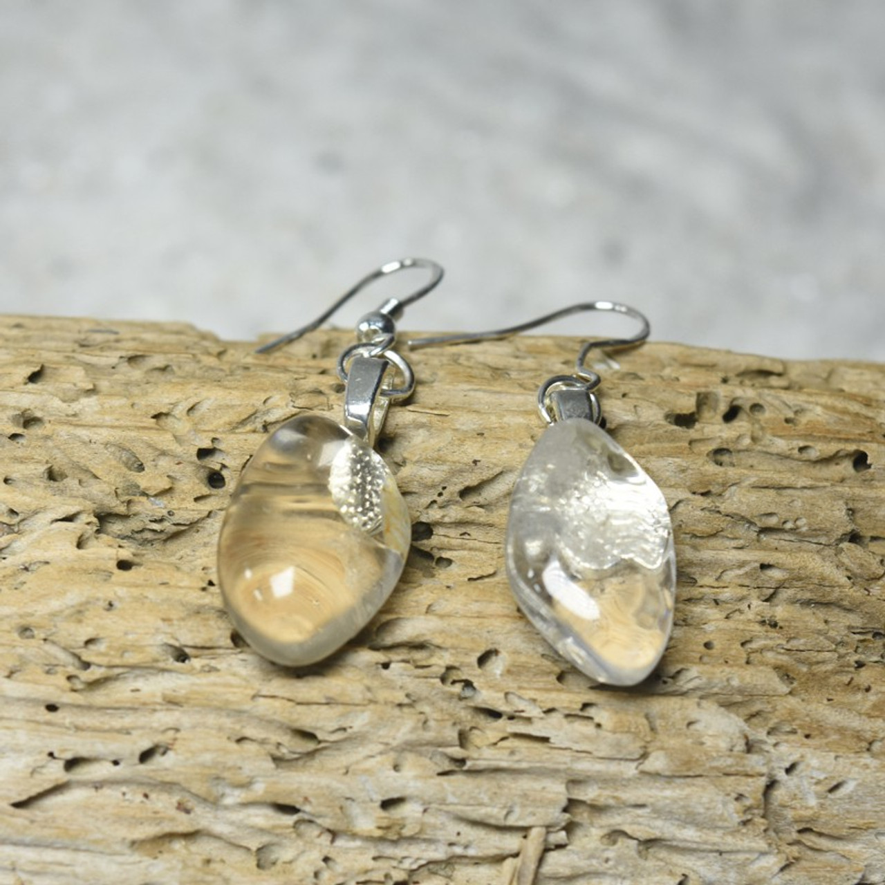 Custom Tumbled Crystal Quartz Stone Dangling Earrings - 1 Set