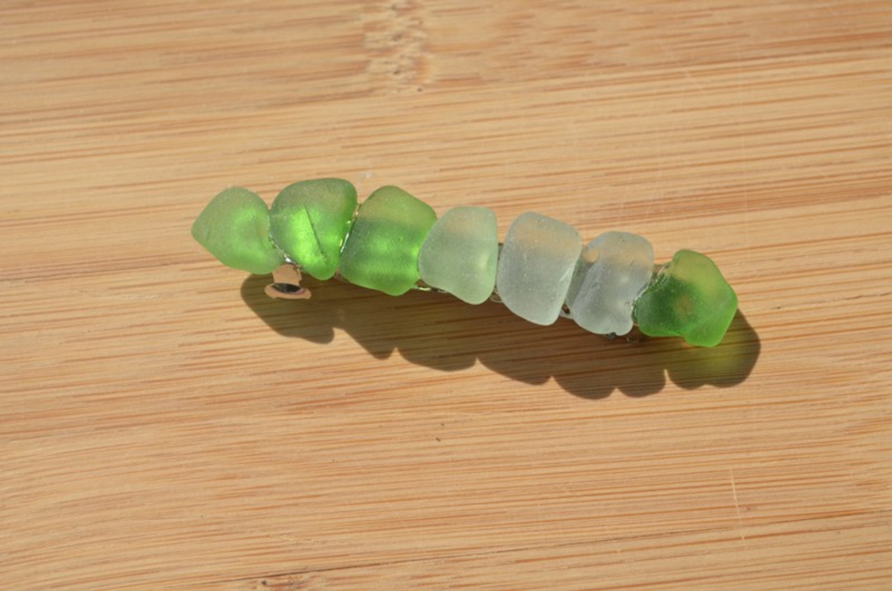 Shades of the Ocean Sea Glass French Barrette - 60 mm