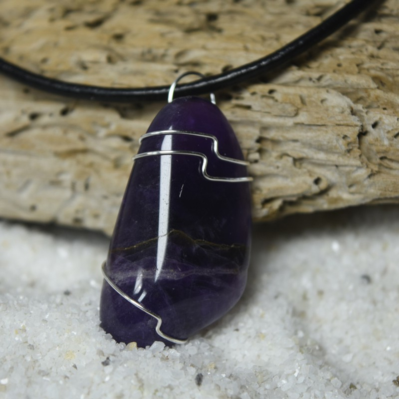 Amethyst Stone Wire Wrapped Pendant and 