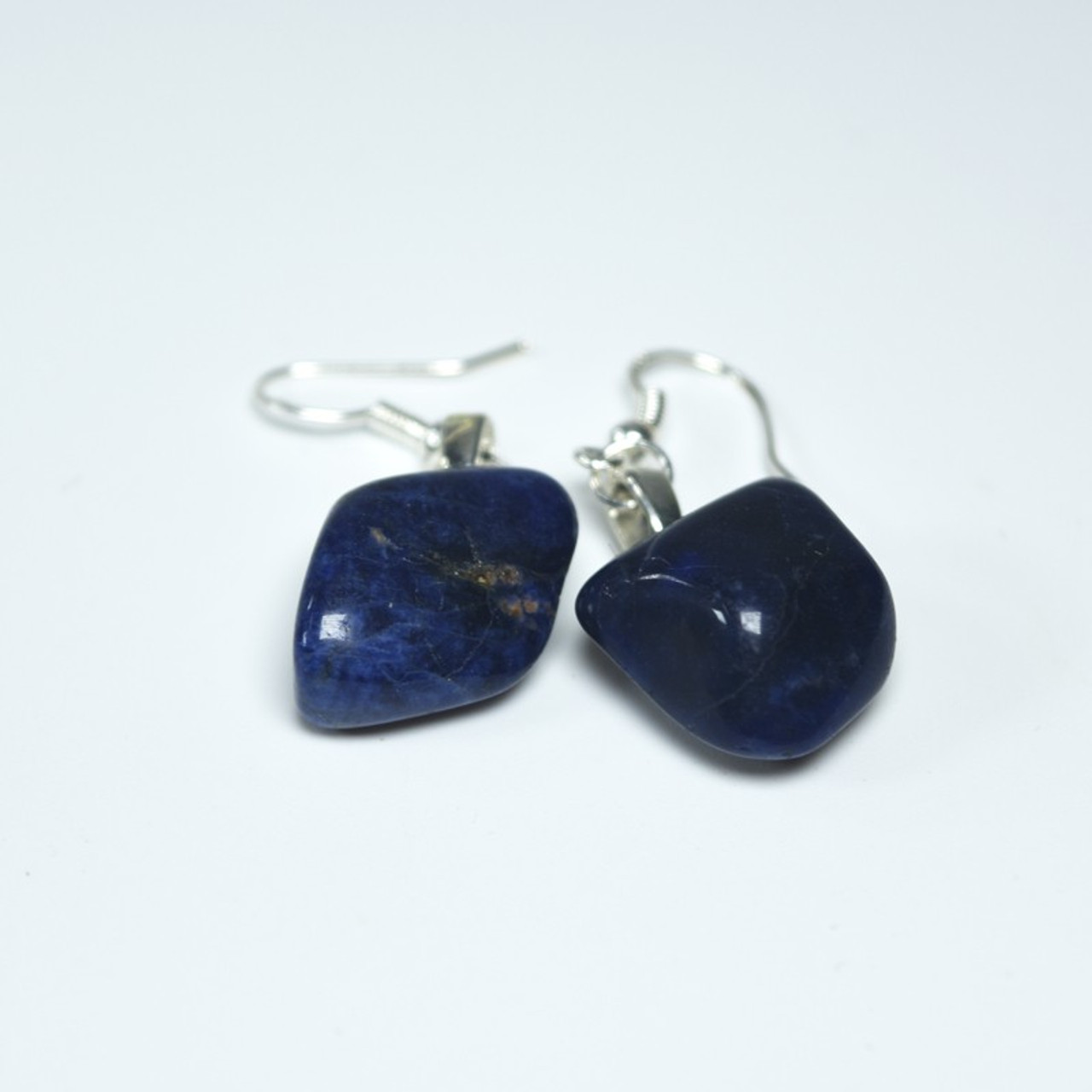 Custom Tumbled Dumortierite Dangling Earrings - 1 Set