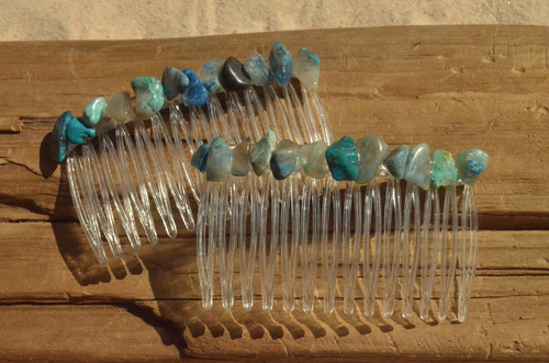 Chrysocolla Stone Hair Combs