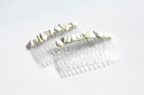 White Howlite Stone Hair Combs