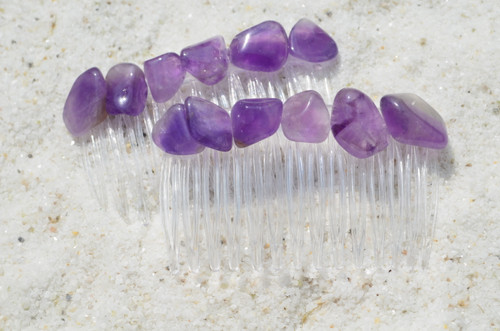 Amethyst Stone Hair Combs