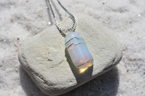 Wire Wrapped Opalite  Stone Necklace