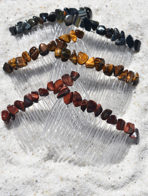 Trio of Tiger's Eye Hair Combs Sets