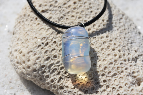 Wire Wrapped Tumbled Opalite Stone