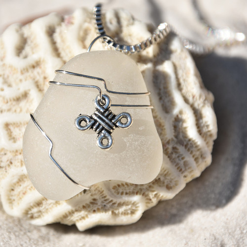 French Knot Sea Glass Necklace