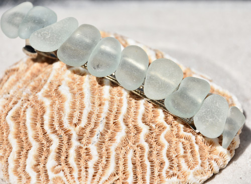 Light Aqua Sea Glass French Barrette Hair Clip