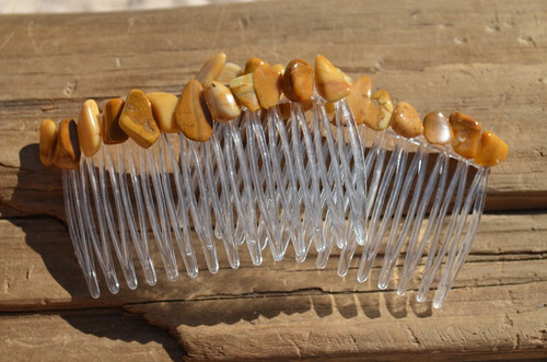 Yellow Jasper Stone Hair Combs