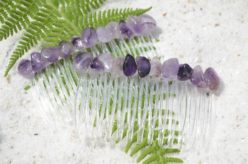 Amethyst Stone Hair Combs 