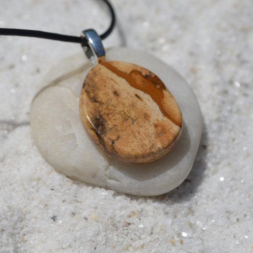 Picture Jasper Palm Stone Necklace