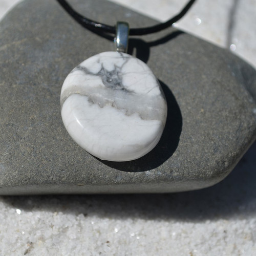 White Howlite Palm Stone Necklace