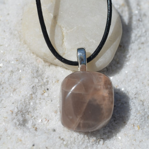 Peach Moonstone Pendant and Necklace
