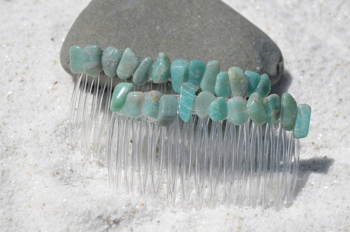 Amazonite Stone Hair Combs