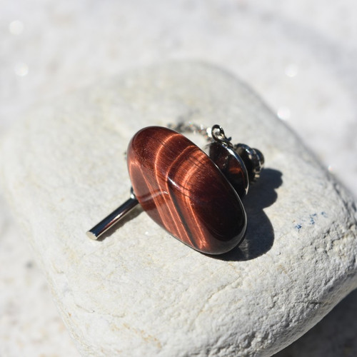 Red Tiger's Eye Stone Tie Tack 