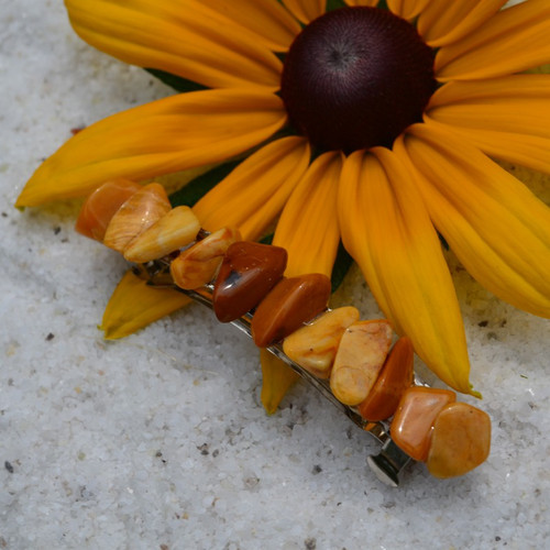 Yellow Jasper Stone French Barrette Hair Clip