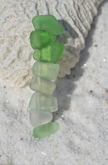 Shades of Green and Sea Foam Sea Glass French Barrette