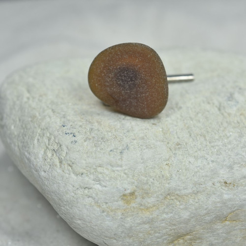 Dark Brown Sea Glass Tie Tack