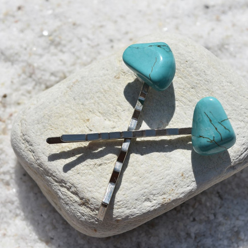 Turquoise  Stone Hair Pins (Quantity of 2) - Made to Order