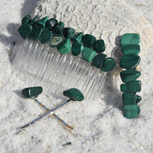 Malachite Stone Hair Clip Set 