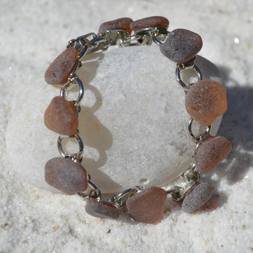 Brown Sea Glass Bracelet 