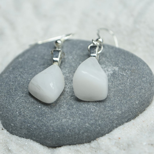 Snow Quartz Stone Dangling Earrings