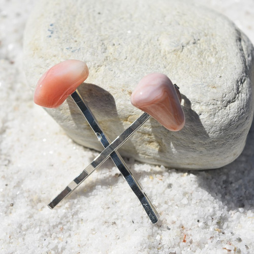 Pink Botswana Agate  Stone Hair Pins 