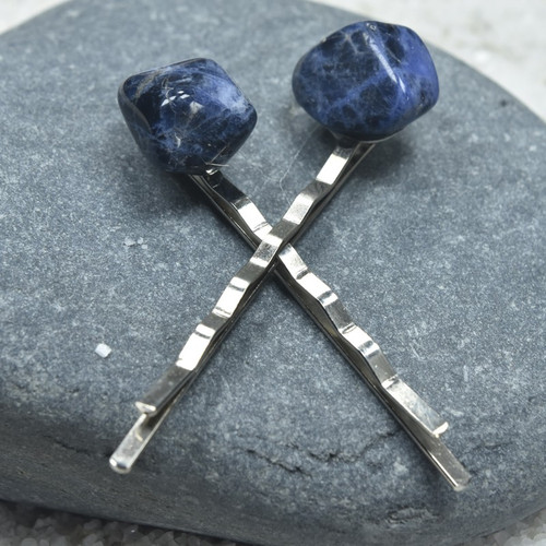 Sodalite Stone Hair Pins (Quantity of 2)-1