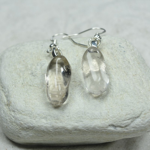 Custom Tumbled Crystal Quartz Stone Dangling Earrings - 1 Set