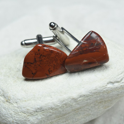Custom Brecciated Jasper Stone Cufflinks Handmade - 1 Set